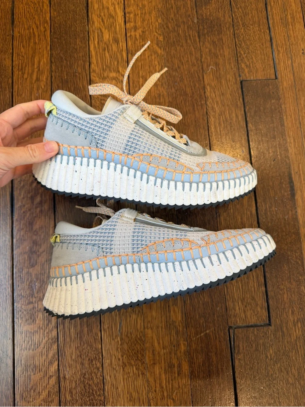 Chloe Women's Sneakers in Light Blue and Peach